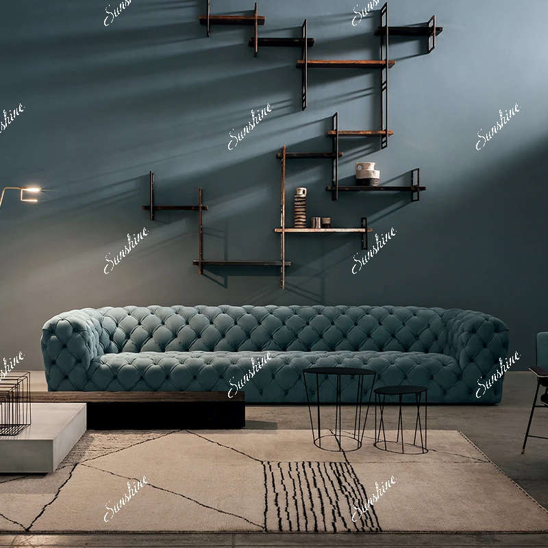 

Italian light luxury large apartment matte cowhide living room sofa