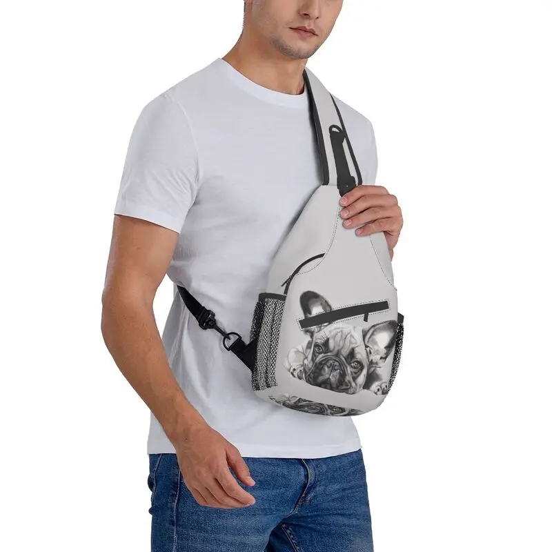 Franse Bulldog Frenchie Dog Sling Crossbody Rugzak Mannen Custom Schoudertas Voor Reizen Wandelen Dagrugzak