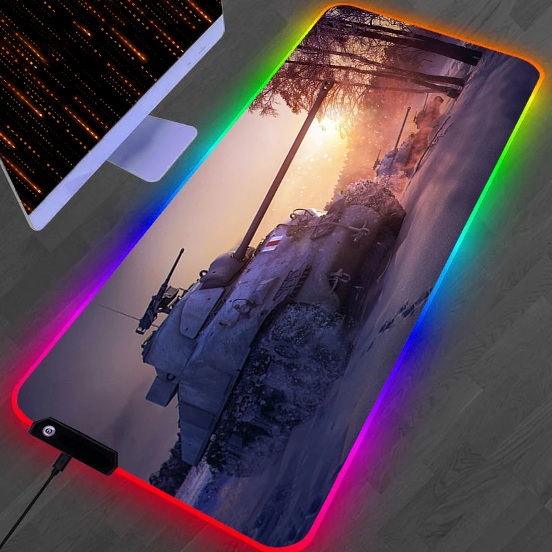 Keyboard Mat RGB Mouse Pad LED Gaming World Of Tanks Game Mats Mousepad Anti-skid Laptop Computer Desk Accessories Rug Playmat