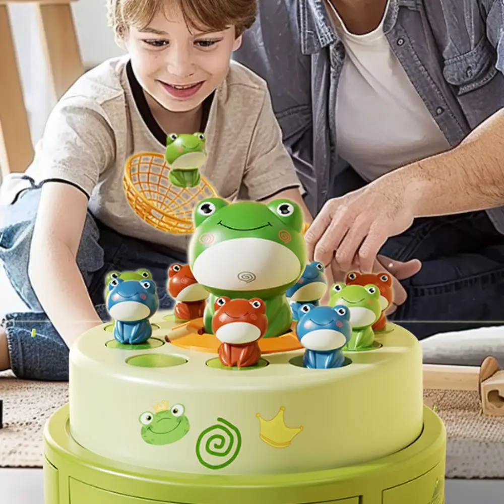 

Launch Frog Frog Bouncing Board Game Montessori Toy Cartoon Frog Pop Up Game Light Electric Catching Frog Turntable Net