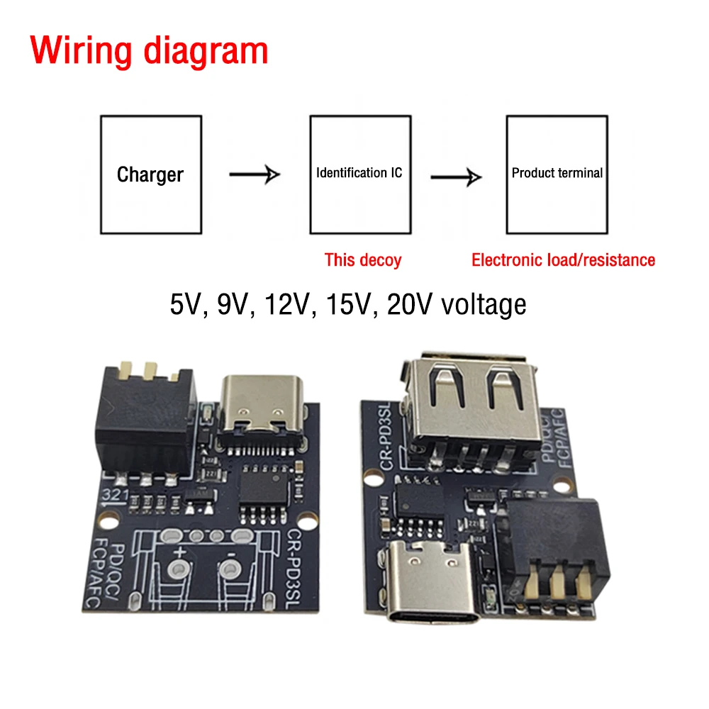 PD/QC/AFC/FCP Fast Charge Decoy Trigger Board PD/QC Decoy Board USB Type-C a 5V 9V 12V 15V 20V uscita a tensione fissa