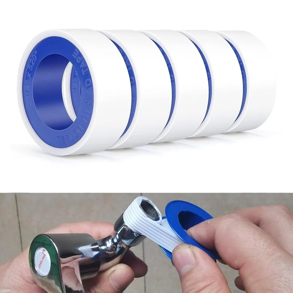 YITAPE 5.5 Mil PTFE Pipe Thread Tape, White Plumbing Sealing Tape for Shower Heads