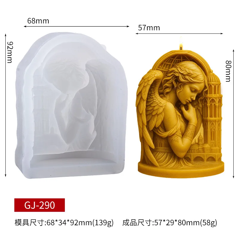 3D Angel Castle Silicone Candle Mold Diy Handmade Castle Candle Soap Plaster Re…