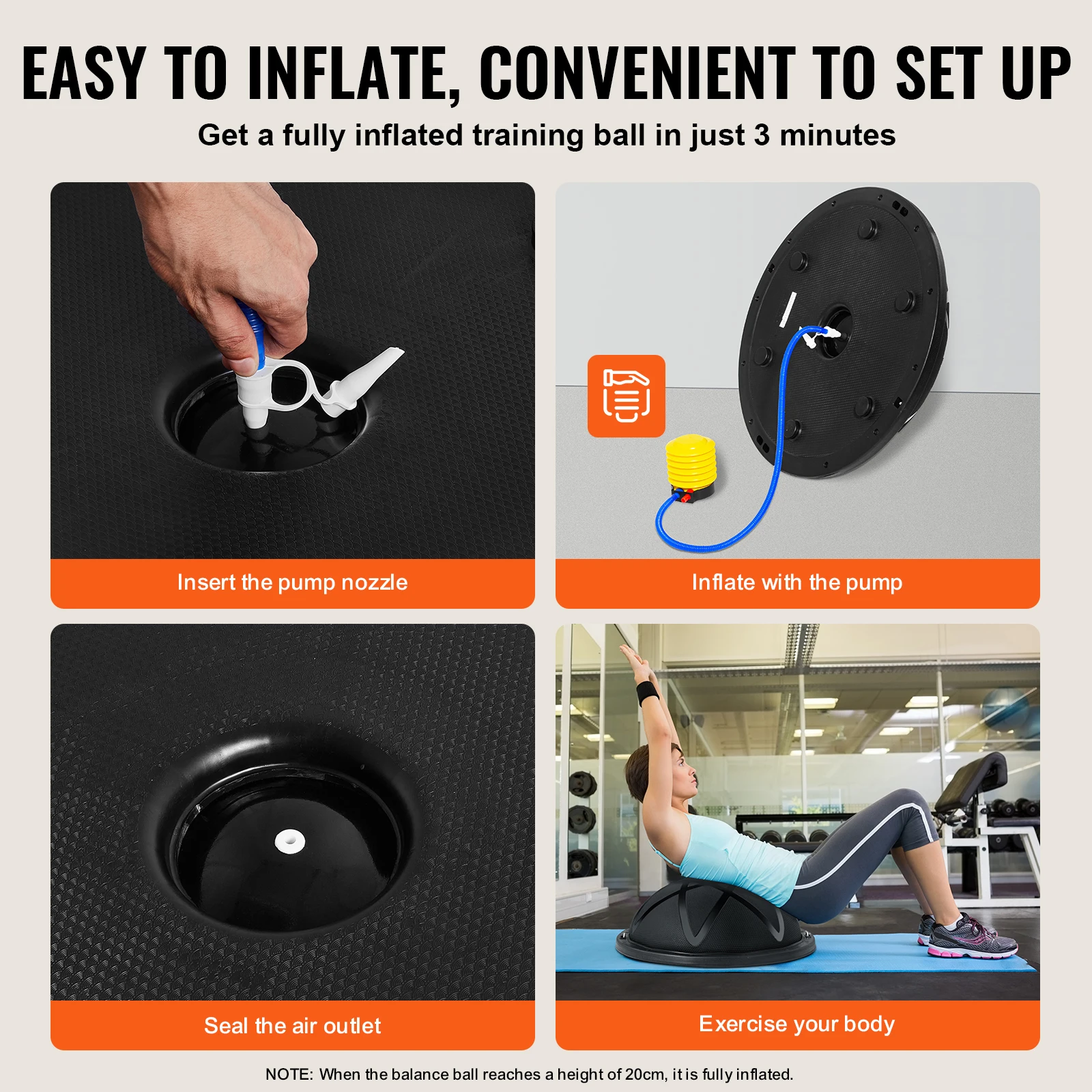 SucceBuy 23in Half Exercise Ball Trainer Balance Ball Trainer 660lbs Capacity Stability Yoga Ball for Home Gym Full Body Workout image 5