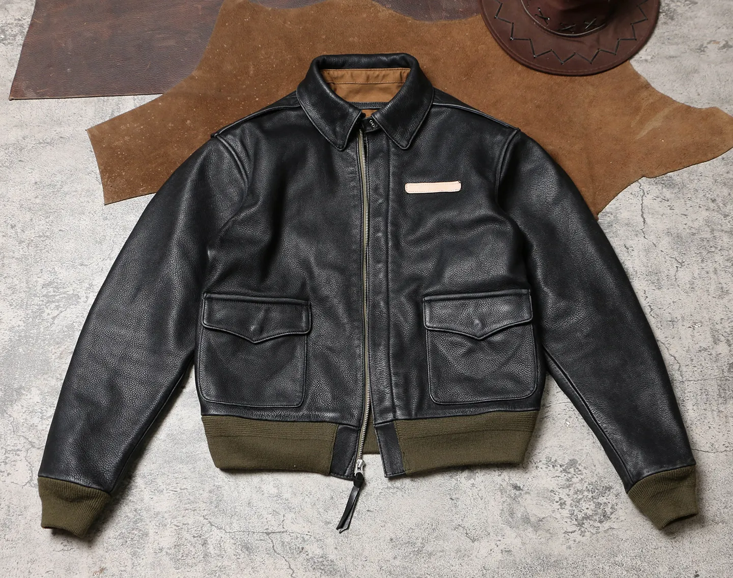 A2 Great Escape Leather Flight Jacket 1.5mm Stone Washed Cowhide Air Force Pilot Genuine Leather Coat - view 4
