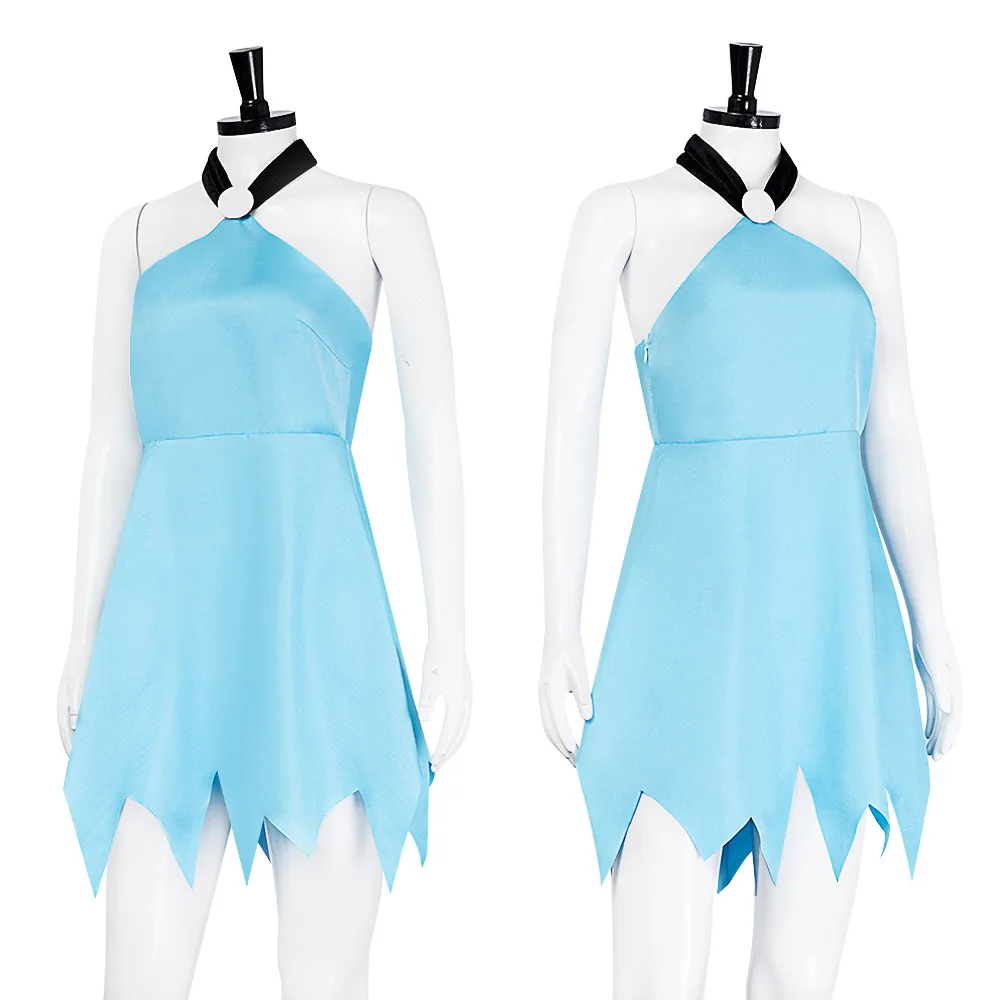 

Anime Betty Rubble Cosplay Costume Blue Sexy Tight Dress for Women Halloween Party Outfit Stone Period Theme Party Cosplay