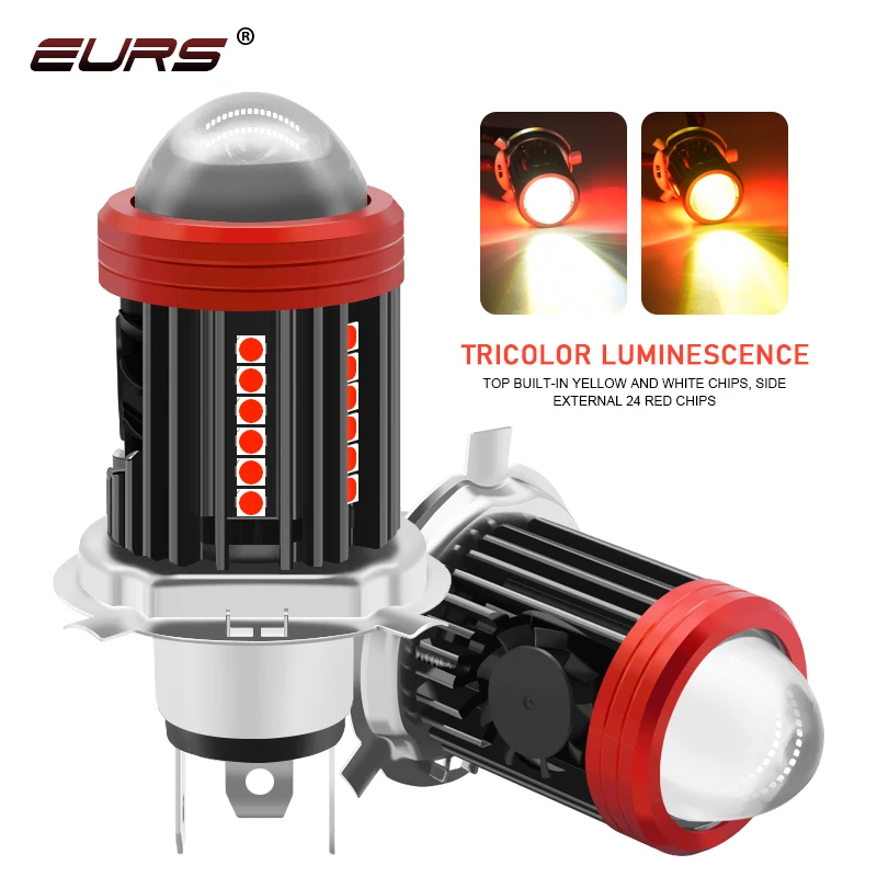 EURS 1PCS Super Bright LED Motorcyce Spotlights 1SMD 3570+24SMD 3030 Fan Car Light Bulbs Motorbike Headlight Lamp 30W 12V-60V