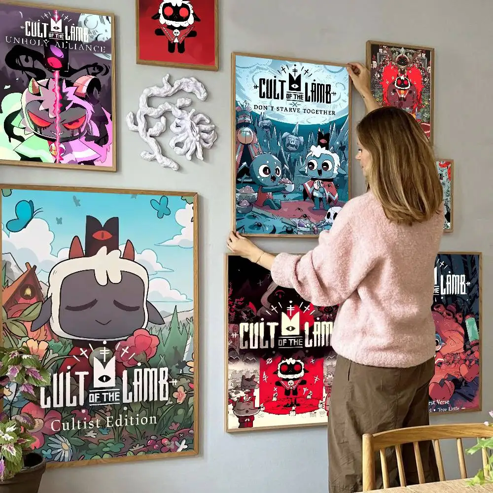 C-Cult O-Of T-The L-Lamb V-Video Game Anime Posters Sticky Whitepaper Sticker DIY Room Bar Cafe Kawaii Room Decor