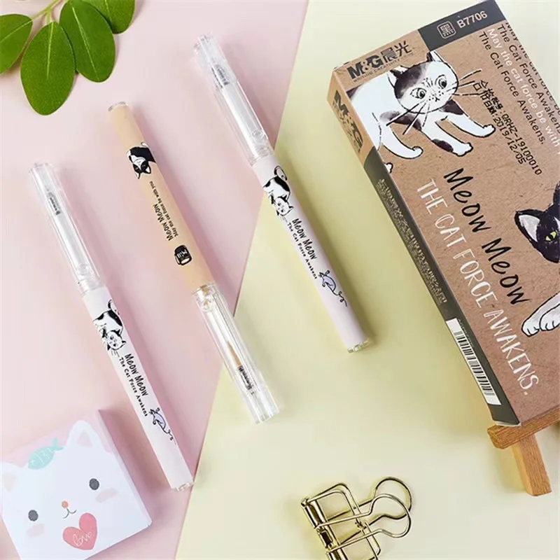 Kawaii Cartoon Cat  Black Ink Gel Pen School Office Supplies student Stationery Gift Students Cute pens pretty aesthetic