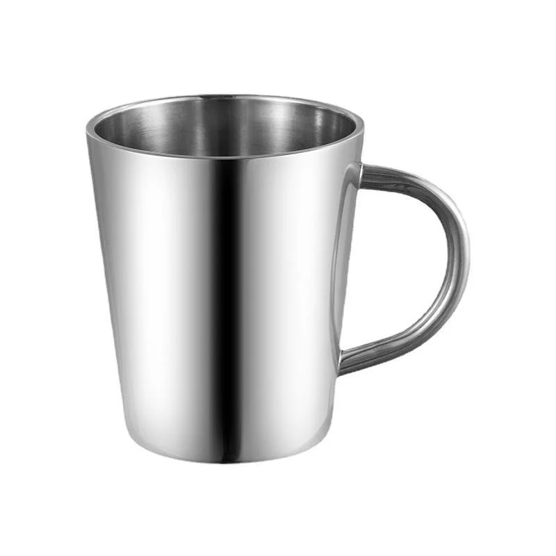 300ml Double-Layer Water Cup 304 Stainless Steel Thermal Coffee Beer Mug With Handle Gold Sliver Heat insulation Coffee Cup