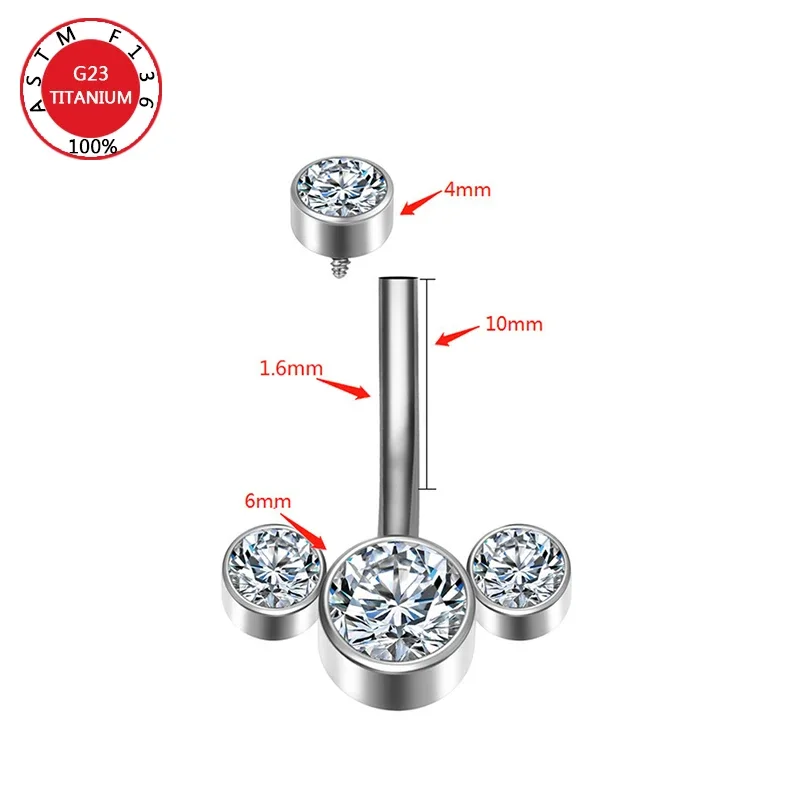 G23 Titanium Premium Gem Stone Belly Button Rings Body Piercing Jewellery 14G Navel Piercing Ring Jewelry for Women Wholesale