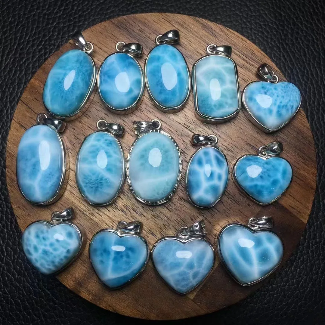 Good Quality Natural Larimar Crystal Different Style Gemstone Pendant With 925 Silver Buckle Fashion Jewelry For Gift