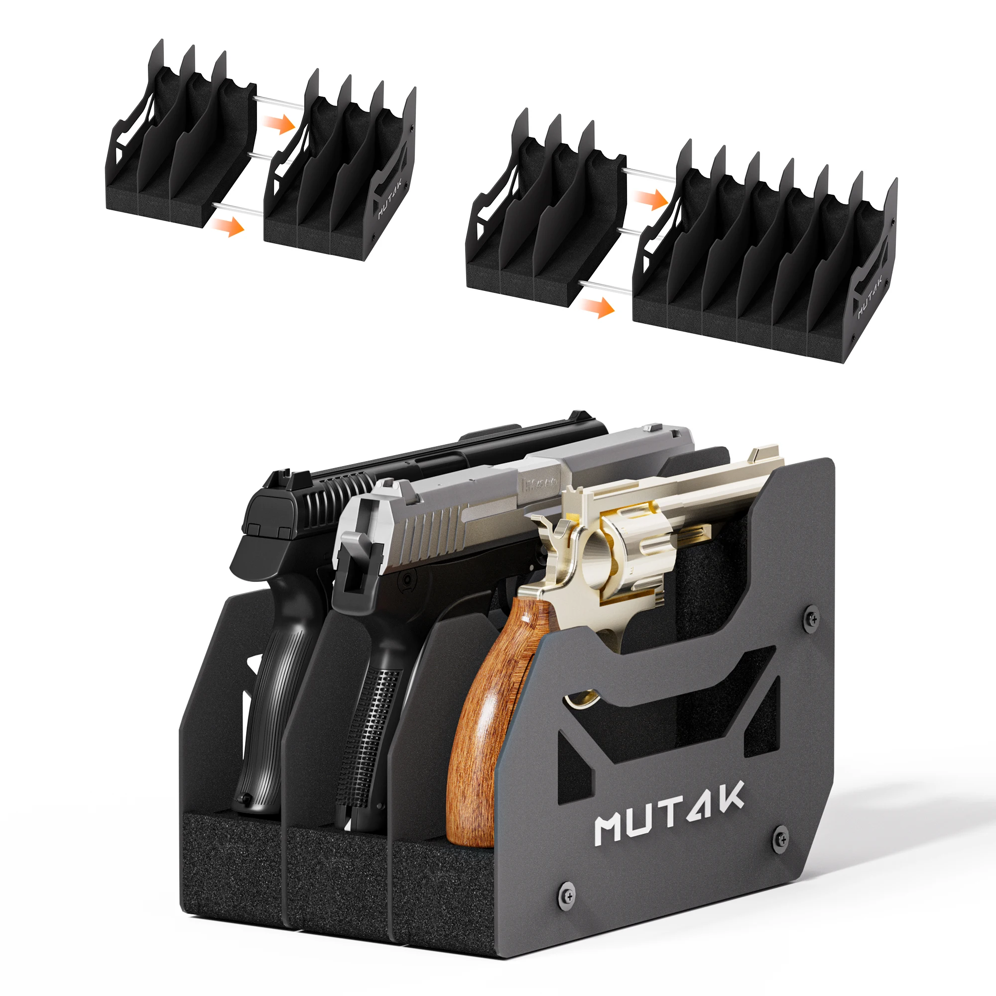 3/6/9 DIY Foam Pistol Rack for Gun Safe,Slots U-Shaped Gun Slots Handgun Rack-Fit Most Size Firearm Revolver Pistols Holder