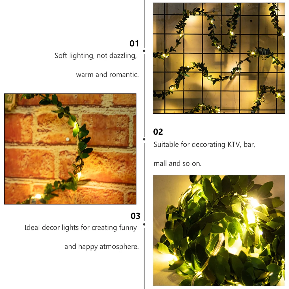 1 مجموعة أضواء سلسلة أوراق اصطناعية 50 المصابيح الديكور الدافئ للداخلية في الهواء الطلق عطلة حزب LED سلسلة ضوء
