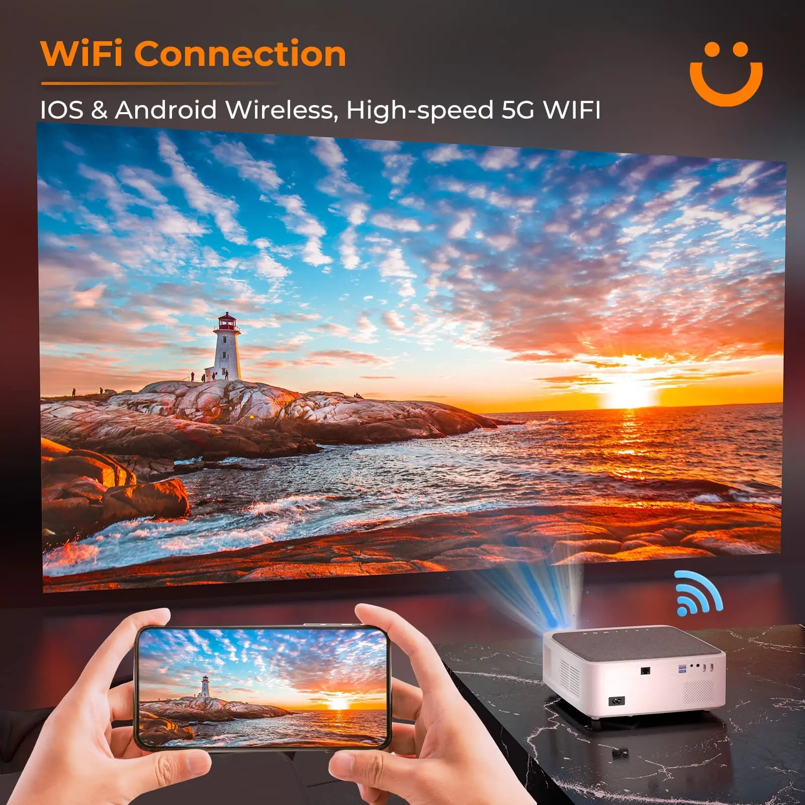 YABER V6 5G WiFi projektor Bluetooth Full HD natywny 1080P obsługa projektorów 4K 4P/4D Keystone domowy i zewnętrzny projektor wideo