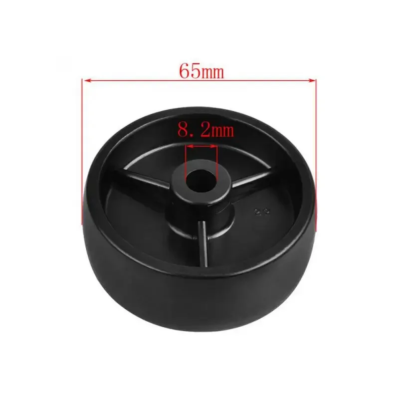 (4 Packs) Casters 2.5 Inch Black PP Single Wheel Inner Hole 8mm Bearingless Plastic Diameter 65mm