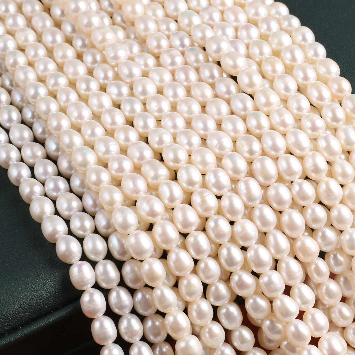 100% Natural Freshwater Pearl Beads High-quality 36cm Rice Shaped White Pearls 7-8mm Jewelry Making DIY Necklace Bracelet Gift