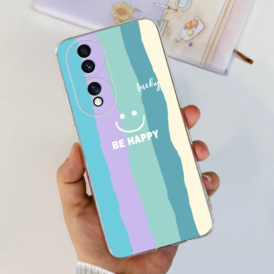 For Honor 70 5G Phone Case FNE-NX9 6.67 inch Transparent Soft TPU Silicone Bumper Shell On Huawei Honor70 Dinosaur Smiling Face