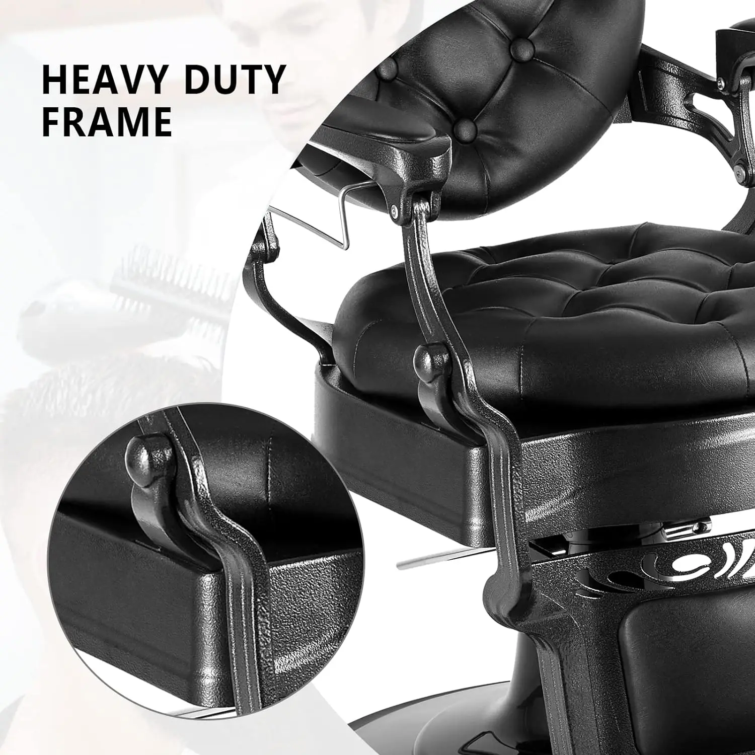 Sedia per tutti gli usi Heavy Duty, sedia per lo Styling di bellezza per salone reclinabile idraulica Retro nera, girevole a 360 gradi