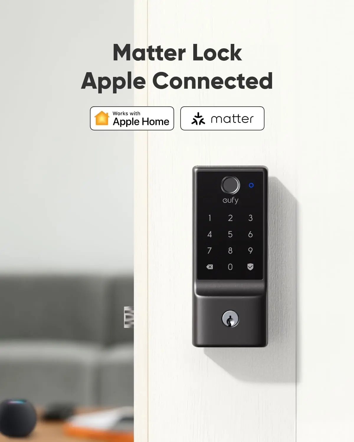Smart Fingerprint Door Lock with Apple Home, Alexa, Google Support, 10000mAh Battery, Auto Lock