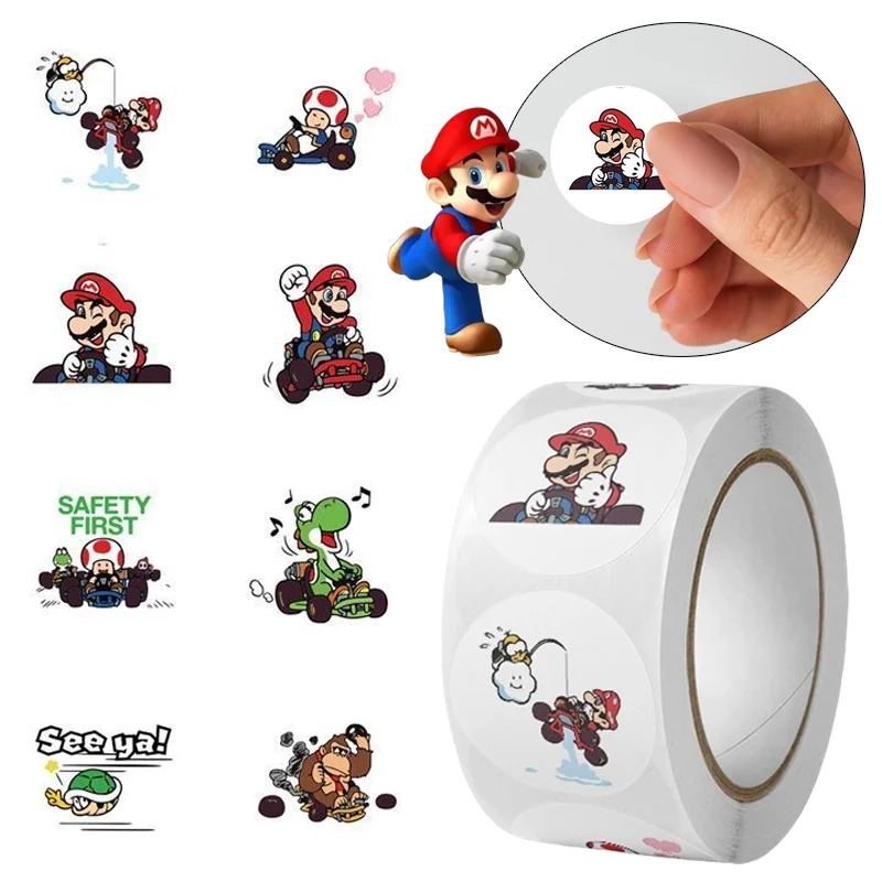 500pcs Super Mario Bros Sticker Kawaii Children Label Thank You Stickers Cartoon DIY Gift Sealing Label Decoration Supplies Toys