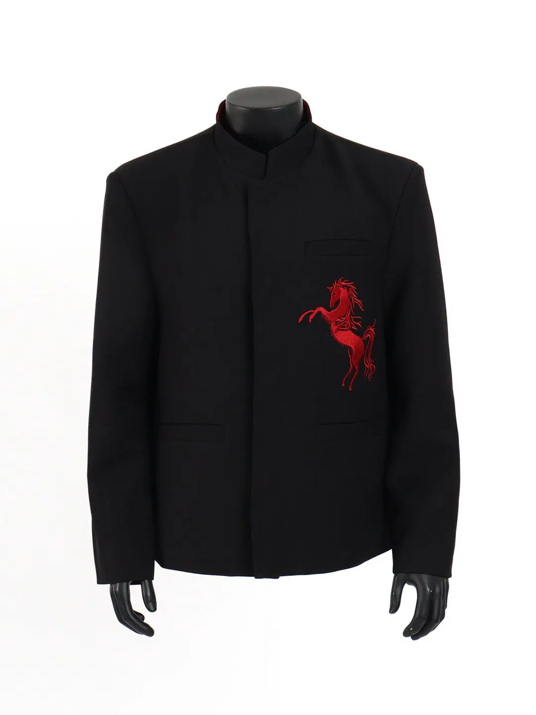 

Новый мужской укороченный пиджак в китайском стиле с воротником-стойкой, вышивкой и изображением, премиум-класса, черный, повседневный, в западном стиле