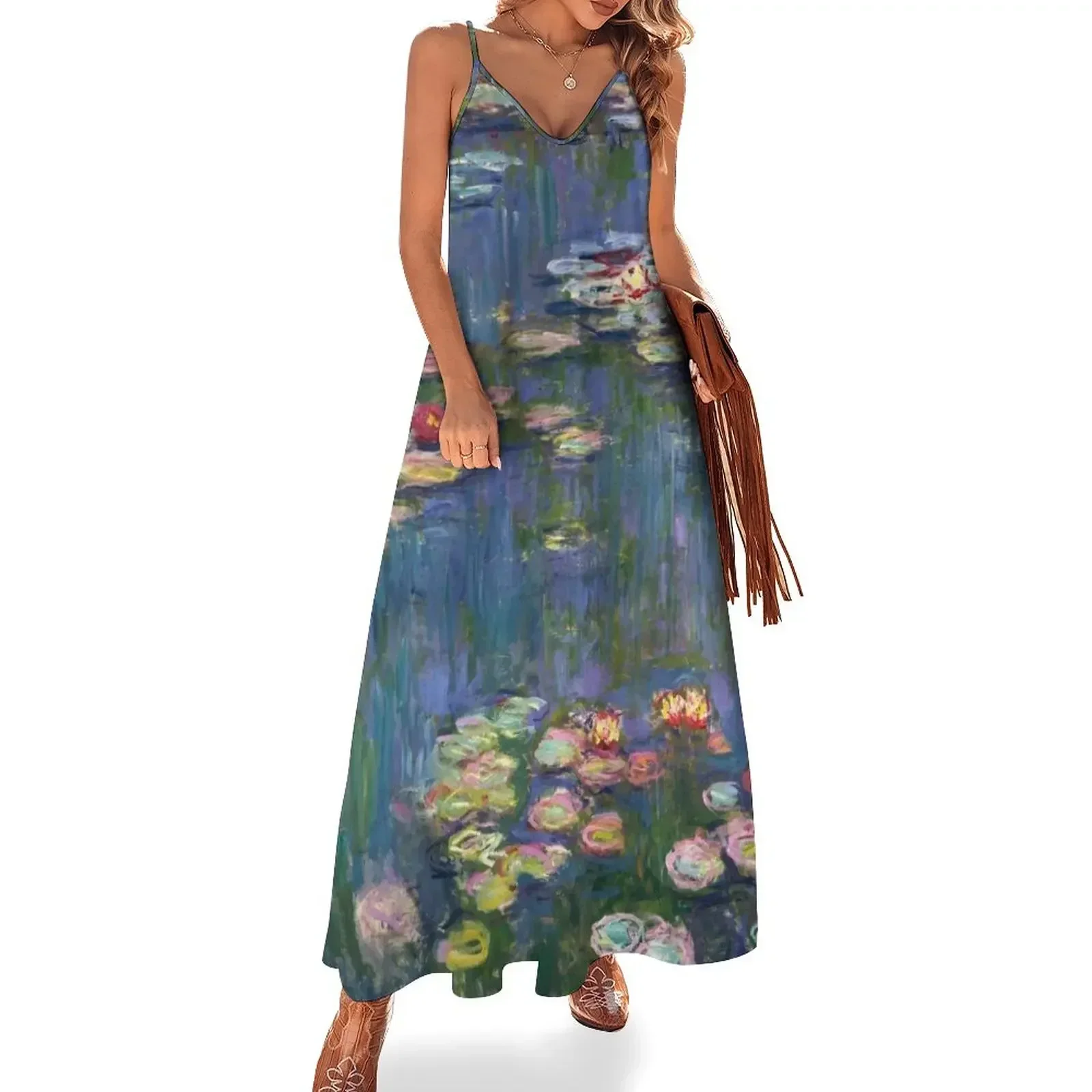 

1916-Claude Monet-Waterlilies-200 x 200 Sleeveless Dress prom dress 2025 Women's long dress