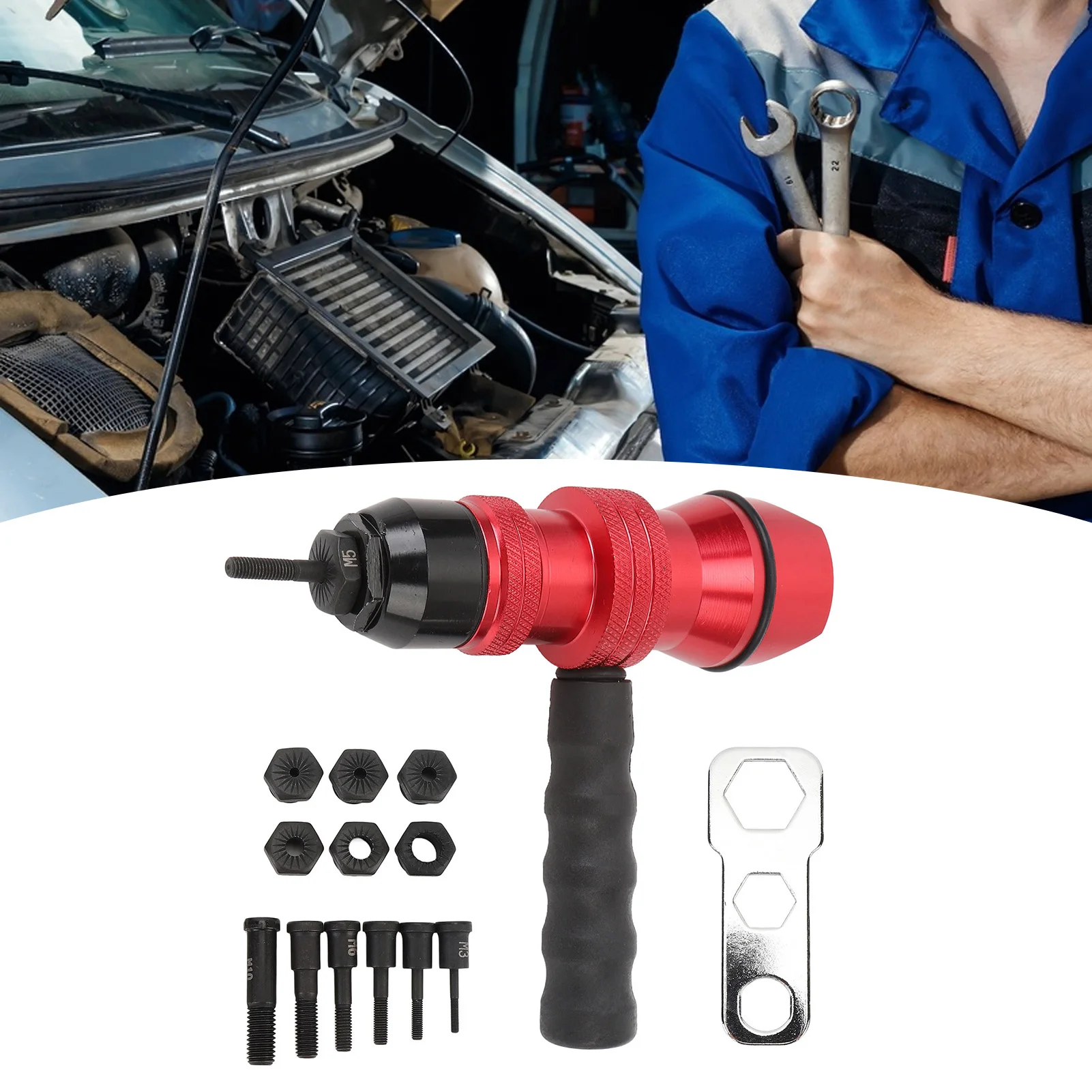

Rivet Nut Tool Adapter Portable Enhanced Efficiency Electric Rivet Nut Drill Adapter Tool Kit for Bike Car Boat Campervan