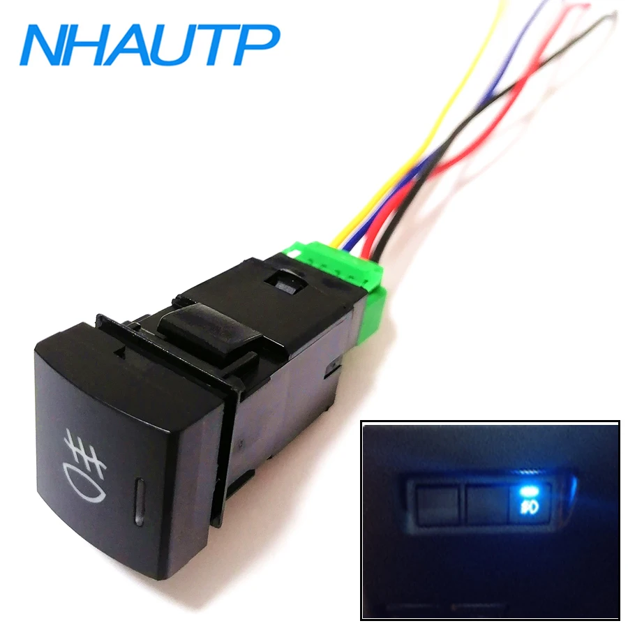 NHAUTP 1Pcs Car Fog Light Switch For Totoya RAV4 2023 ON-OFF Buttons 4-Wire Cable Blu-ray 12V