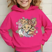 Disney's Lion King Kids Hoodie - Soft Stretchy Pastel Pink Sweatshirt with Simba