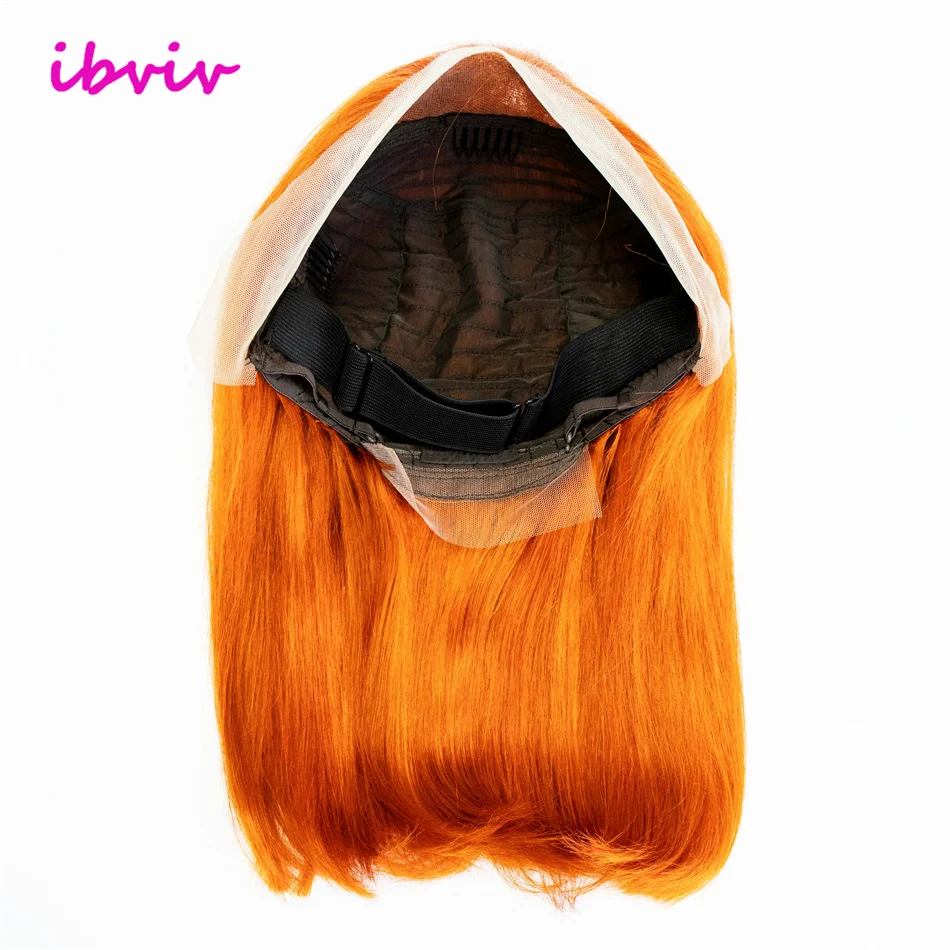 # Peluca Bob 350 de cabello humano 13x4, color naranja jengibre, pelucas frontales de encaje Bob corto liso, peluca Bob prearrancada de cabello humano para mujer