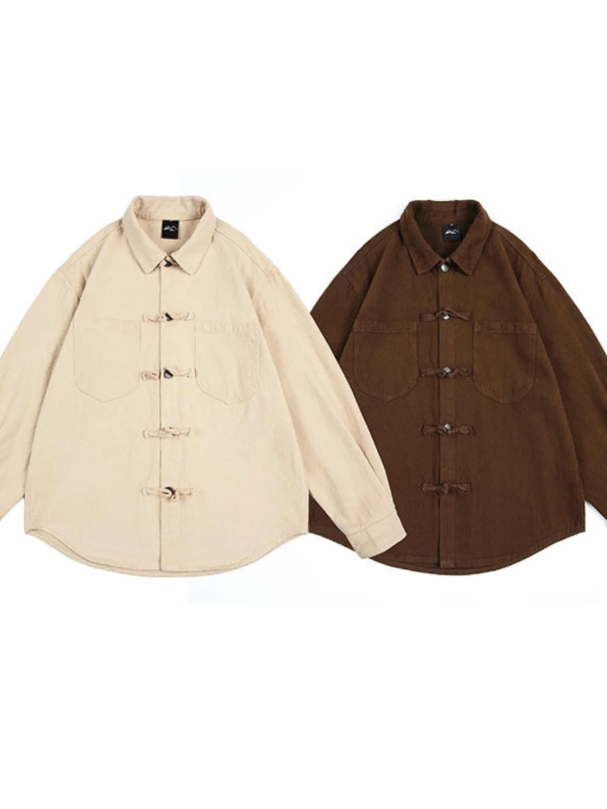 

Autumnal Loose Fit Men's irt with Button Design Casual New Chinese Sle Small ence Design Sensation Long Sve Casual...