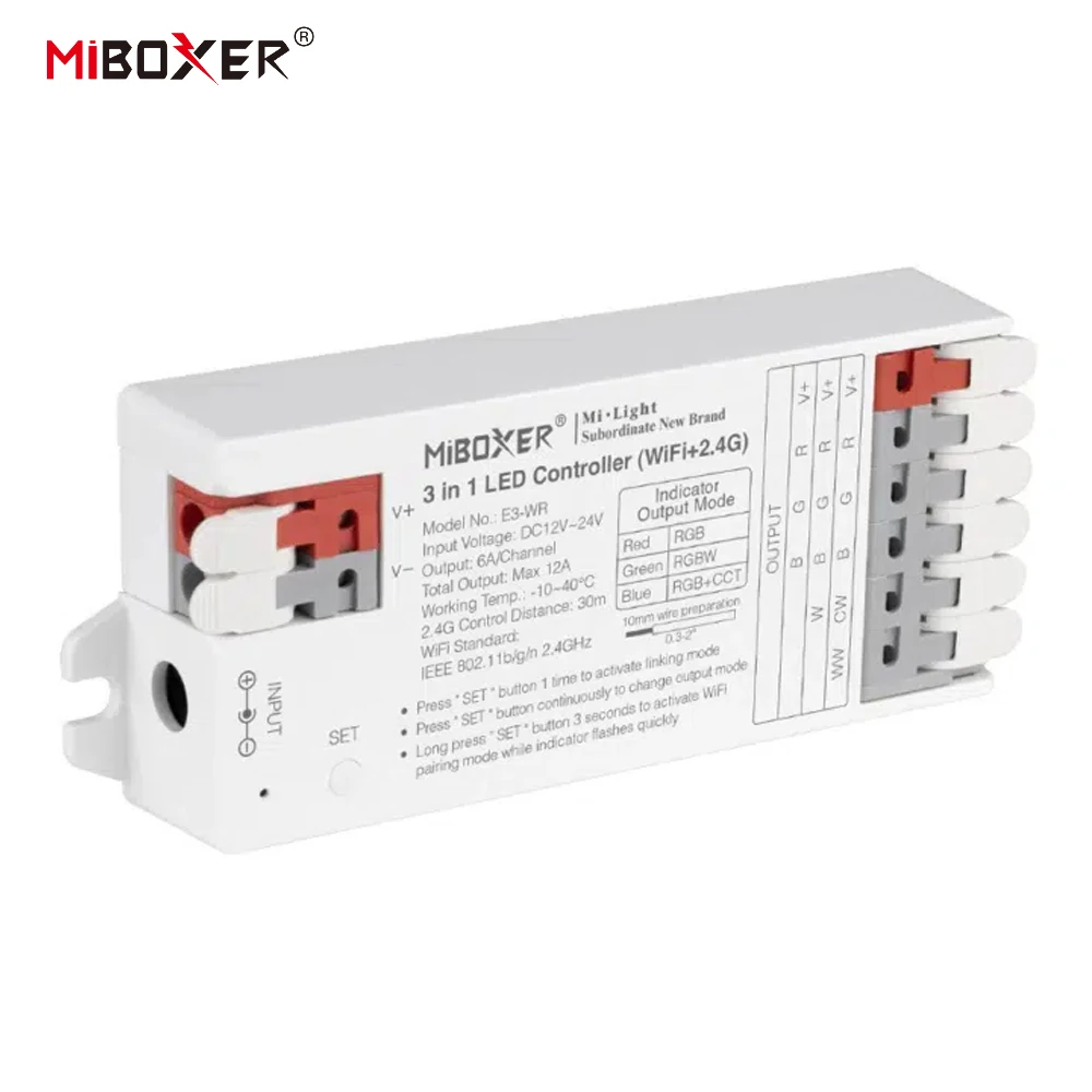 Miboxer-インテリジェントLEDストリップコントローラー,Tuyaアプリケーション調光器,シングル,デュアルカラー,rgb,rgbw,rgbcct,E2-WR, 2in 1, 3in 1, 2.4ghz