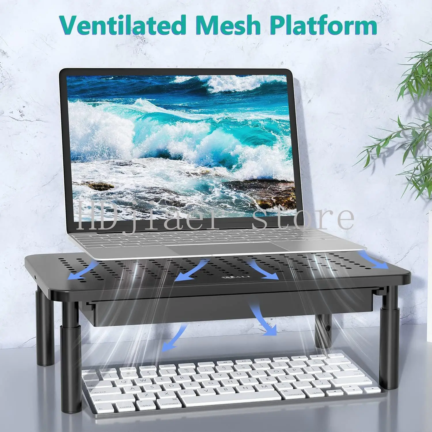 

Ergonomic Computer Elevated Stand - Space-Saving Riser for Desktop PC, Laptop & Monitor