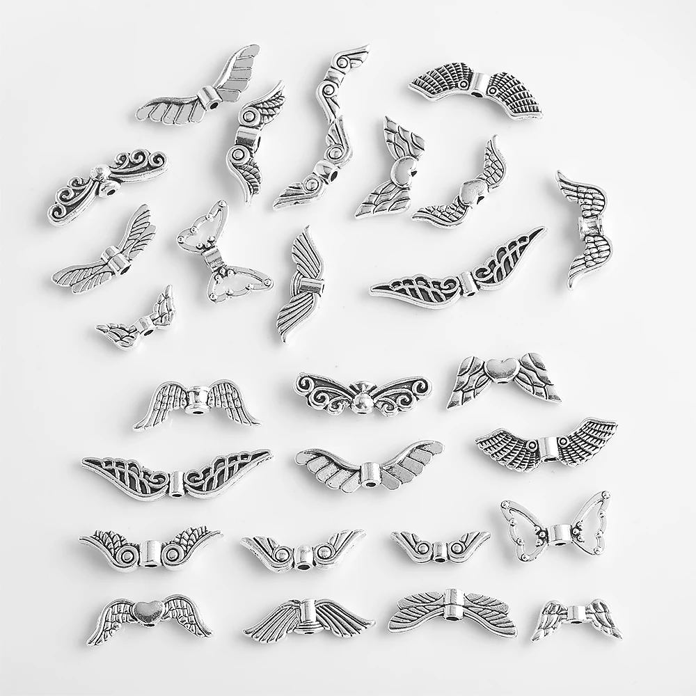 30 Stücke Tibetischen Silber Farbe Retro DIY Schmuck Anhänger Engel Flügel Spacer Perlen Anhänger Charms Schmuck Machen Earing Großhandel