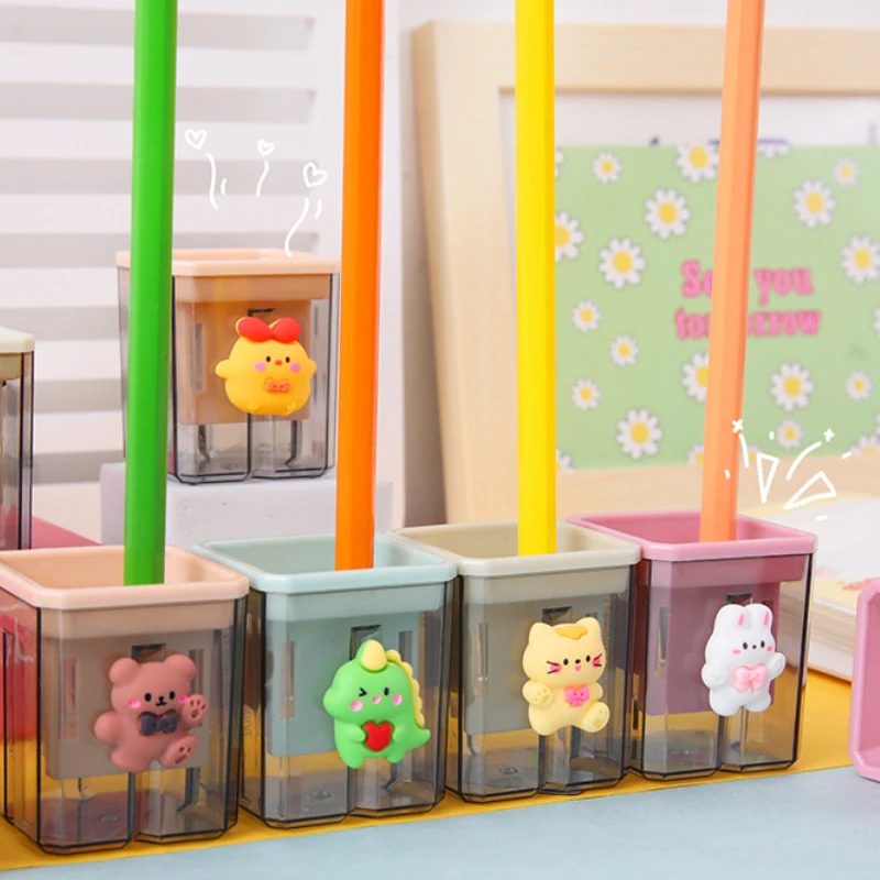 1pcs Mini Pencil Sharpener Cute Cartoon Two Hole Sharpener Pencil Kawaii Stationery sharpener Student Supplies Back To School