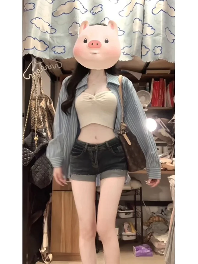 Amerikaanse Sle Pittig Meisje Lage Taille Denim Super orts vrouwen Zomer Dunne Blauwe Strakke Elastische Cuffed Butt Hing Hot broek