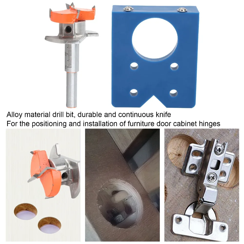 35mm Diameter Hinge Hole Opener Adjustable Positioning Woodworking Cutting Template Hole Locator Template Boring Jig Locator