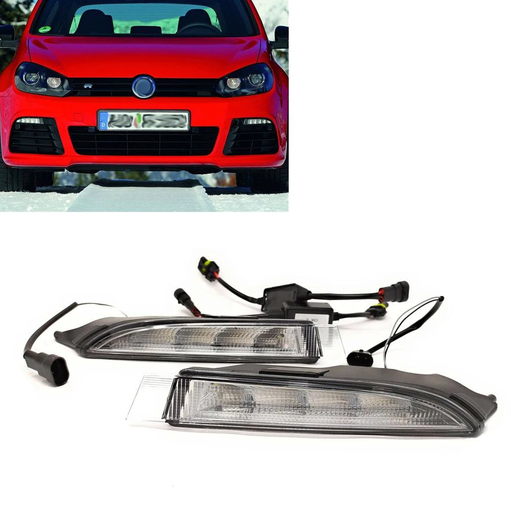 

DRL LED Daytime Running Fog Light Turn Signal Bulb Car Front Bumper Air Vent Day Lamp For Volkswagen VW Golf 6 MK6 R20 2009-2013