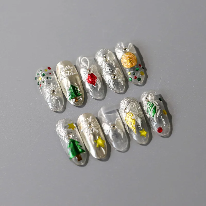 

Premium 5D Nail Art Stickers Christmas Theme Self Adhesive Embossed Rhinestone 3D Stereoscopic for Women Holiday Decor