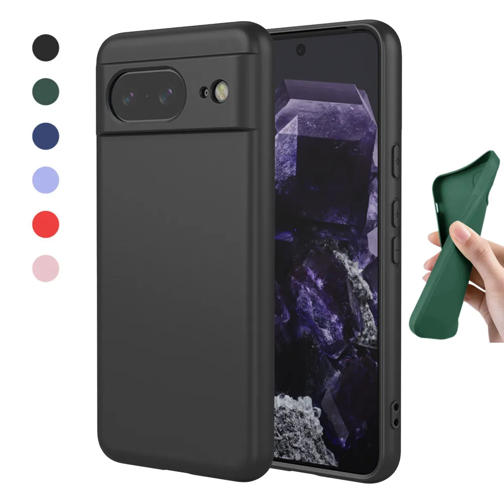 Flexible Liquid Silicone Case For Google Pixel 9 8 7 Pro 8A 7A 6A Protective Cover Bumper Fundas Coque Shell Capa