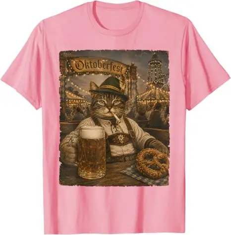 Oktoberfest Herren Lederhosen Lustiges Deutsches Biertrink-Meme T-Shirt Y2k Oktoberfest Kostüm Grafik Katze Papa Trinker T-Shirt Geschenk – Detail 6