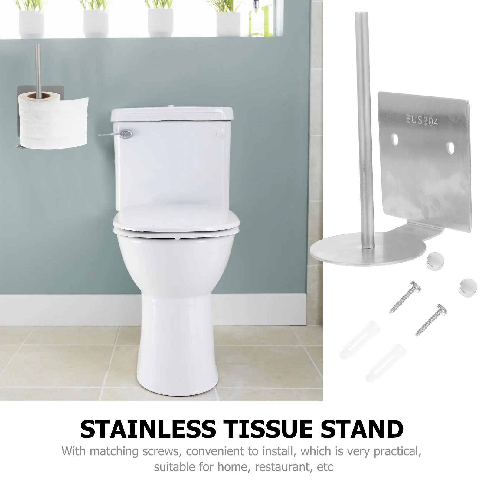 

1Set Premium Roll Tissue Stand Stainless Tissue Holder Kitchen Cling Wrap Rack Easy Install Practical Home Decor