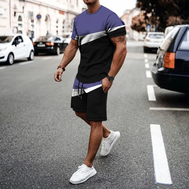 

2025 men's super cool fashion 3D printed men's suit breathable casual and comfortable men's crew neck T-shirt casual suit