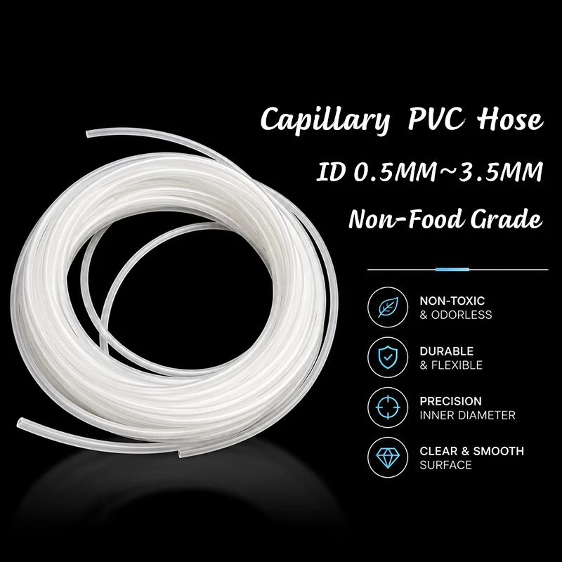 10M Inner Diameter 0.5-3.5mm High Flexibility Capillary PVC Pipe, Multi Scene Micro Conveying PVC Pipe