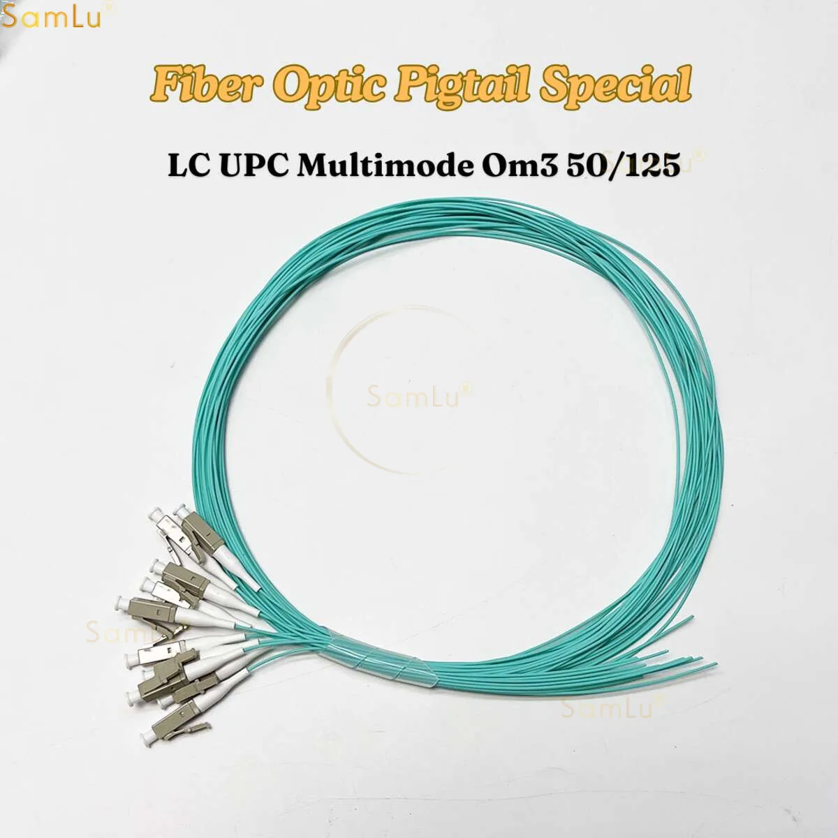 Pigtails de fibre optique multimode, connecteur LC UPC, veste LSZH, tresse spéciale, OM3 50/125, longueur 1.5m, 50 pièces