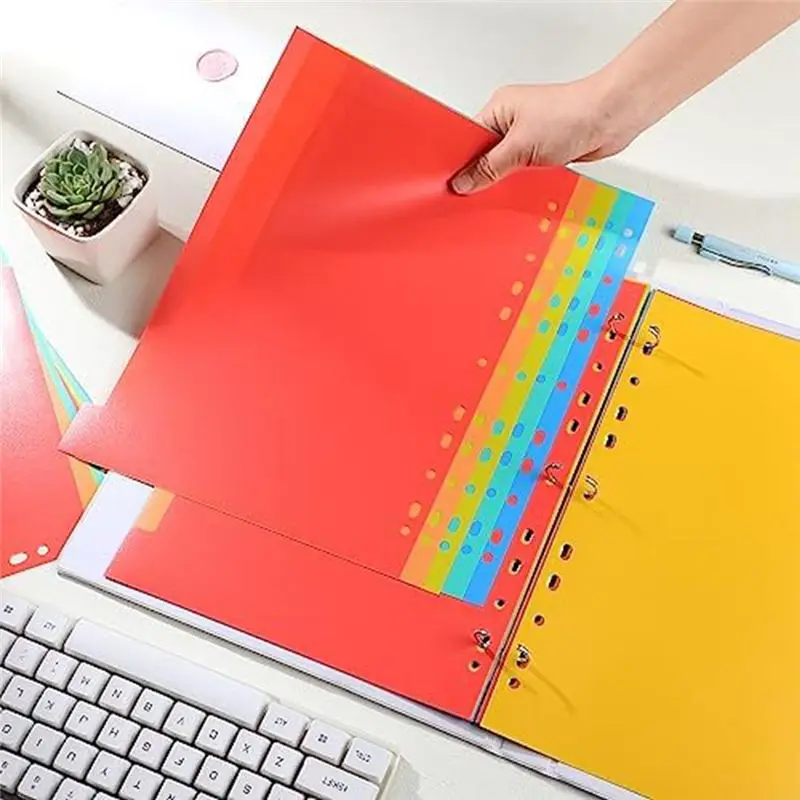 Latest ABBQ-3 Ring Binder Dividers with Tabs Letter Size Notebook Dividers 5 Colors Plastic Dividers Binder for School Subject F