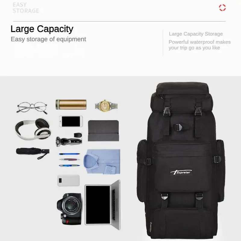 حقيبة ظهر للمشي لمسافات طويلة بسعة كبيرة 70 لتر للتخييم وتسلق الجبال مع حقيبة سفر خارجية للتخزين متعدد الطبقات #3