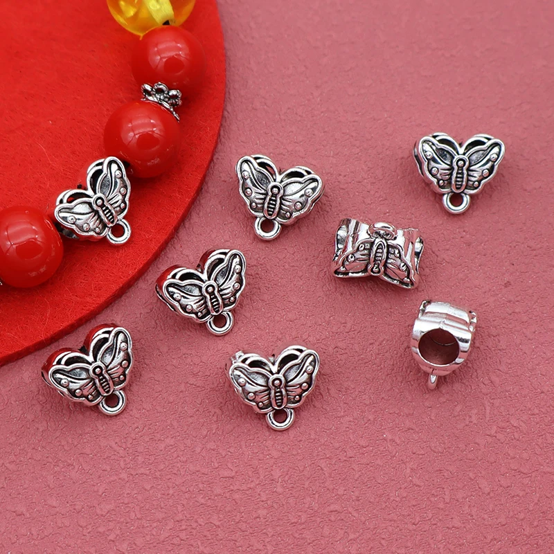 10pcs/Lot Pretty Big Hole Butterfly Bail Beads Connectors Necklace Pendants Bracelets Spacer Charms DIY Jewelry Accessories