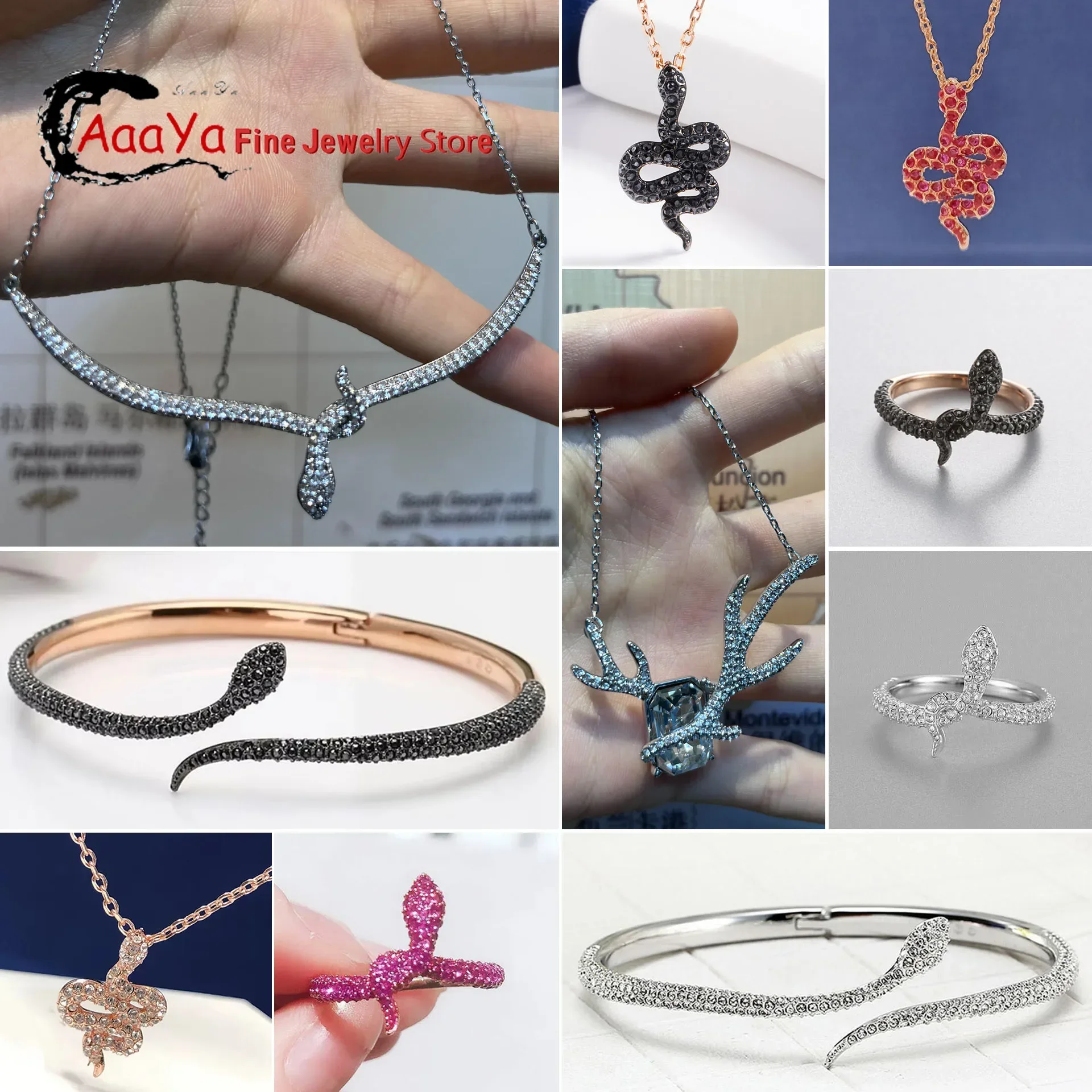 

Original 2025 High Quality Charm Snake Bracelet Ring Necklace Boutique Jewelry Set Women Stainless Steel Jewelry Romantic Gift